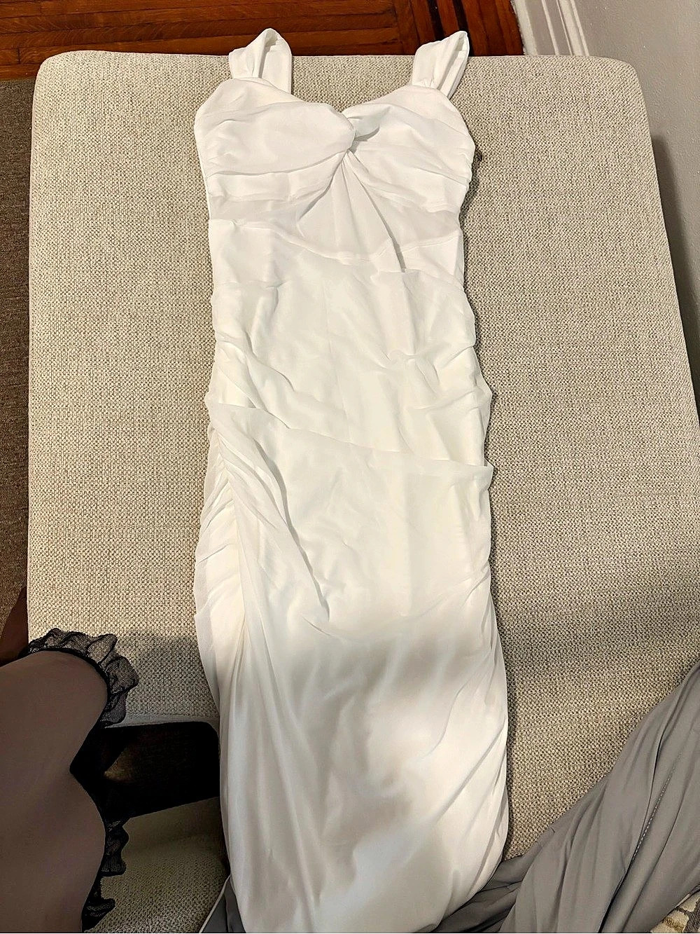 Draped White Maxi Dress Like New # maxidress